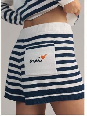 Anthropologie Sundry French Stripe Drawstring Shorts NWT size M 100% Cotton